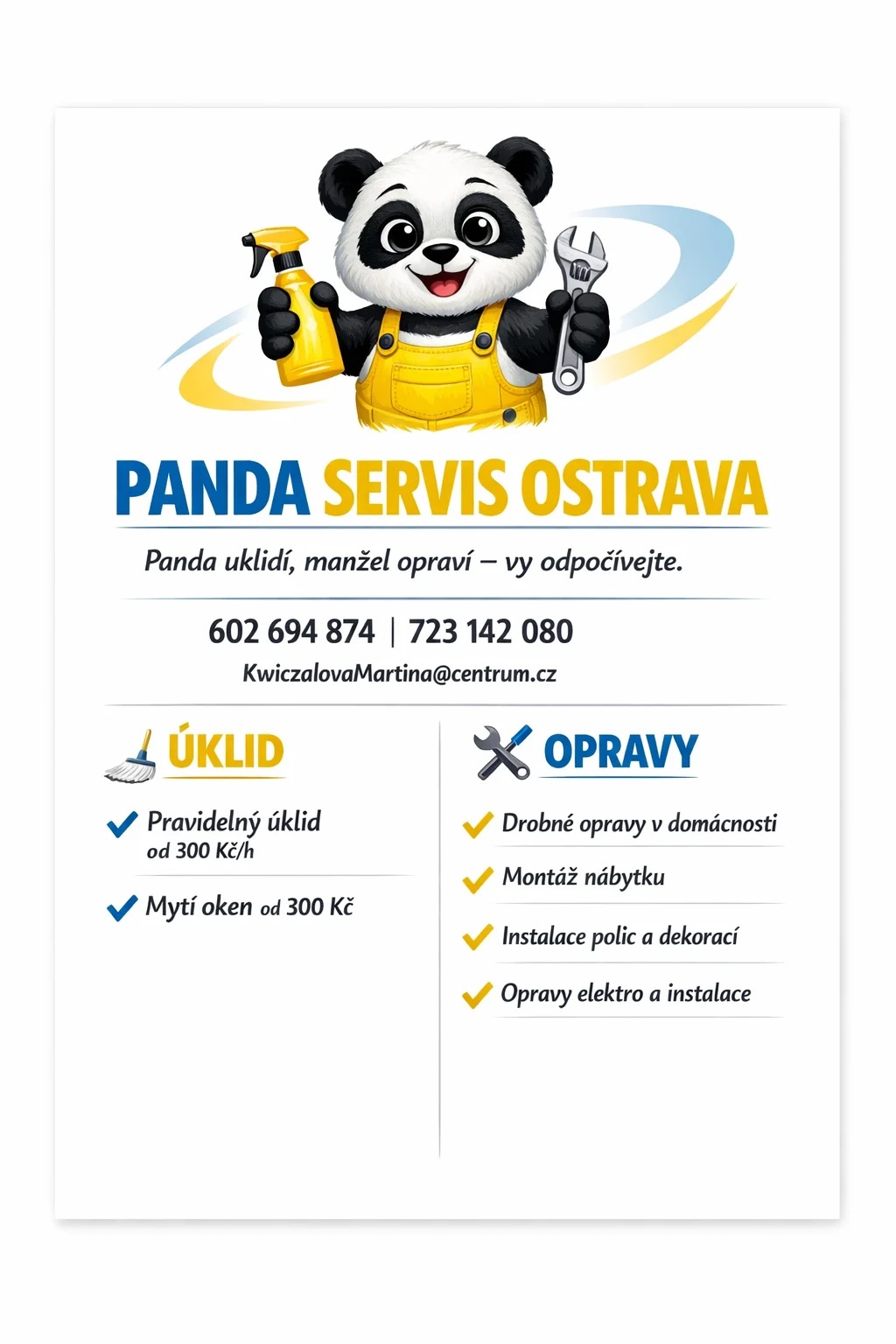 Leták Panda Servis Ostrava